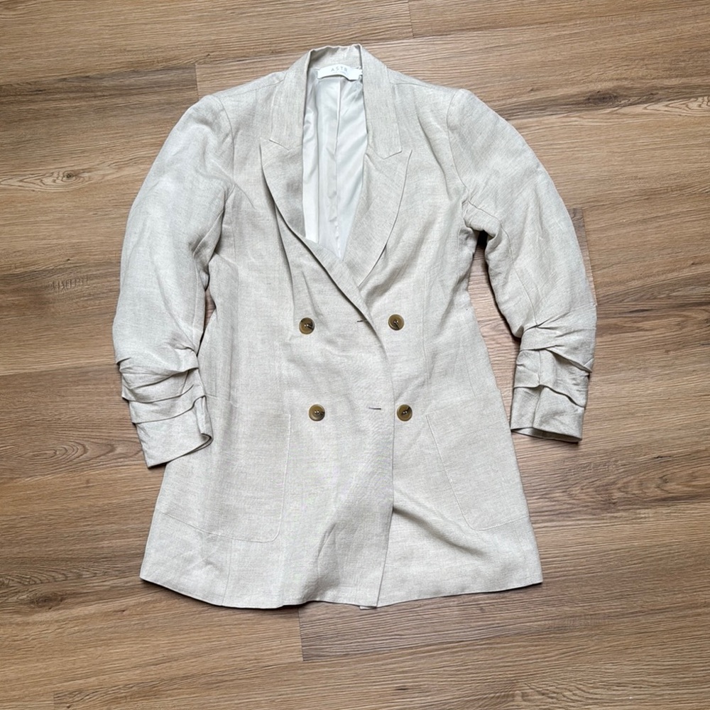 Astr Double-Breasted Blazer in Light Beige